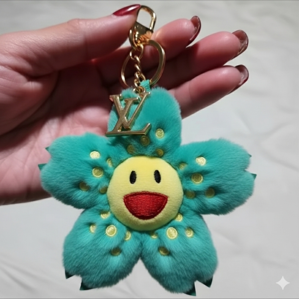 💚  Green Monogram Flower Bag or Purse Keychain Charm
